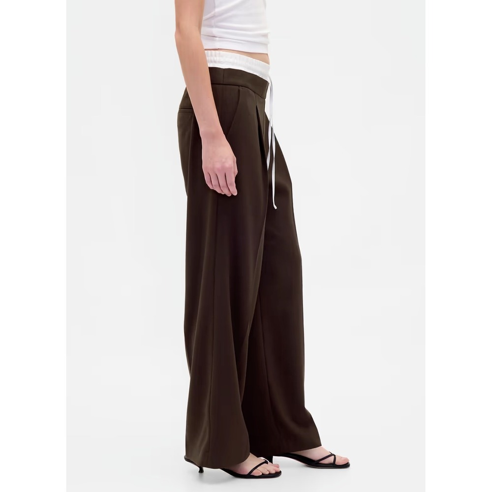 NWT Brown/White OLD NAVY Drawstring Pants Size M Tall - Picture 3 of 5